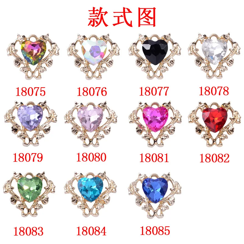 

10pcs AB Love Heart Crystal Rhinestones Nail Art Charms 3D Alloy Glitter Gems Series Nail Decoration DIY Luxury Nail Accessories