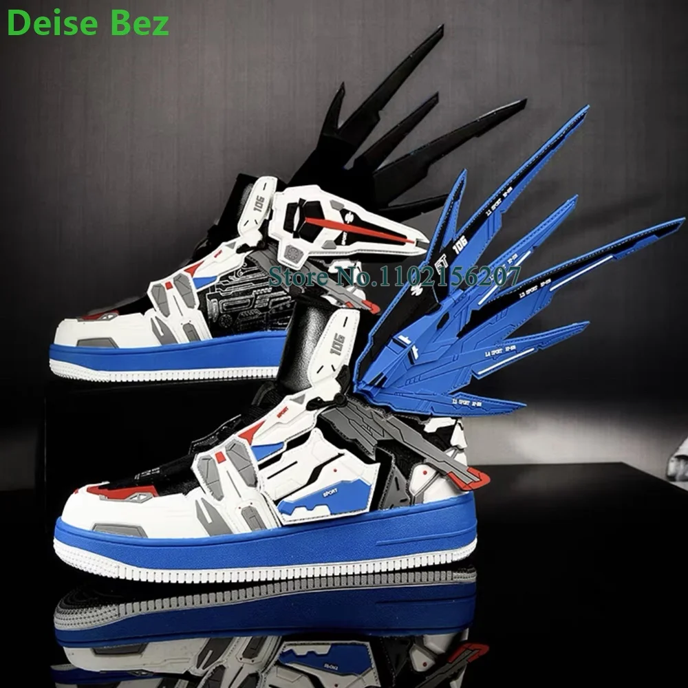

Multi -element Mechanical Assembly Sneakers Flat With Handmade Cool Mixed Colors Cross-tied Comfortable Casual Sports Shoes