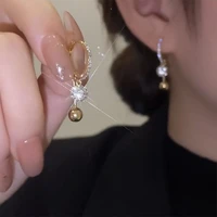 delicate%c2%a0rhinestone beaded dangle earrings for women gold hoop temperament earrings korean fashion girl student%c2%a0sweet jewelry