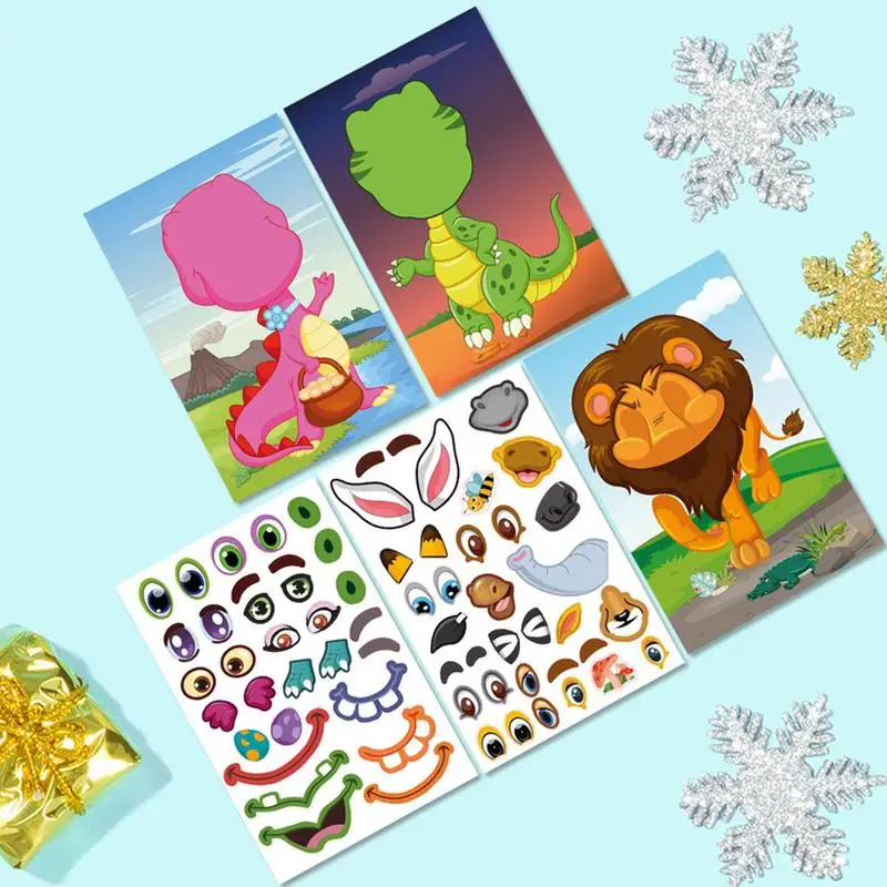 

90/93 шт. листы для наклеек на лицо с животными, сделай сам, листы для смешивания и сочетания с животными, Праздничные наклейки, товары для твор...