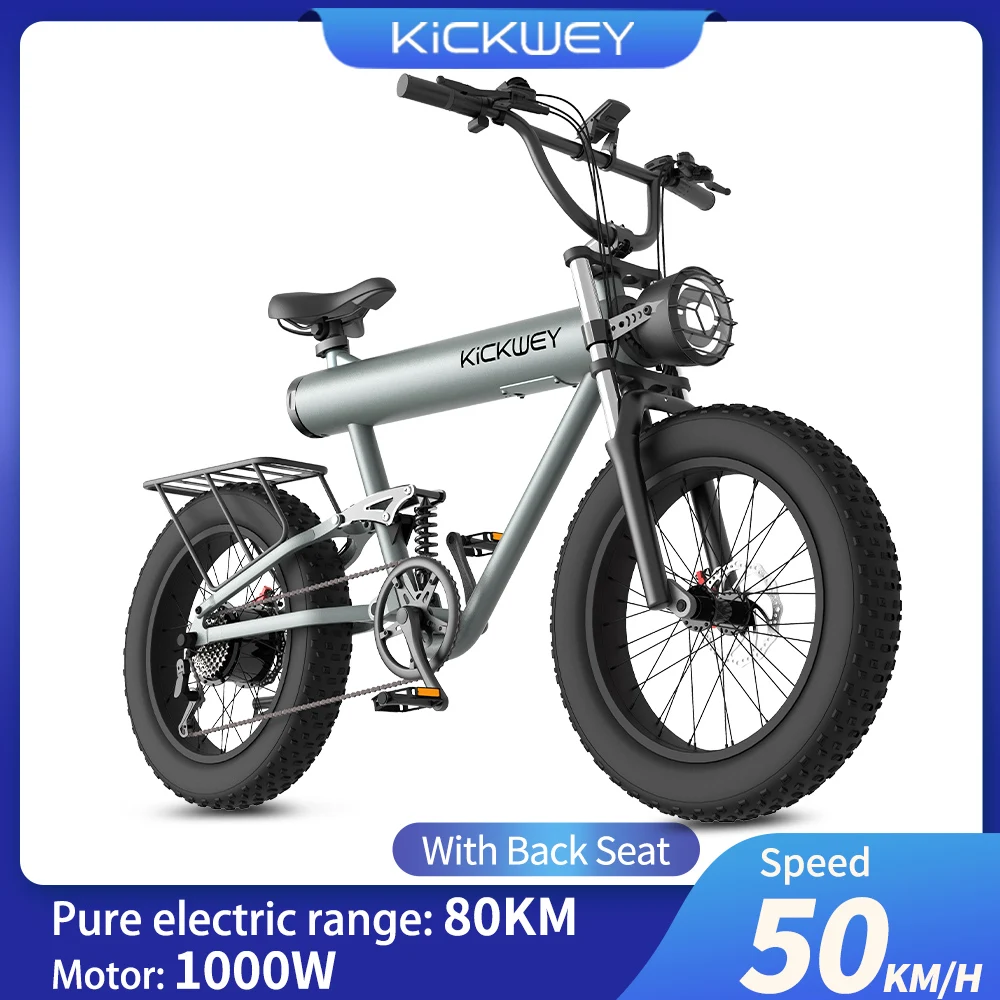 Snow Electric Bicycle Mountain Off-Road Adult Electric Bicycle 1000W 20AH Lithium Battery 20 Inch Fat Tire Bike Outdoor Riding