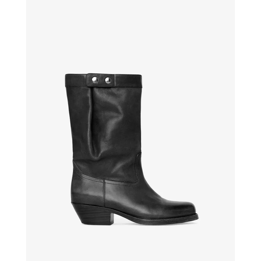 Женская обувь Ademe Boots Biker Style Leather Black Havana