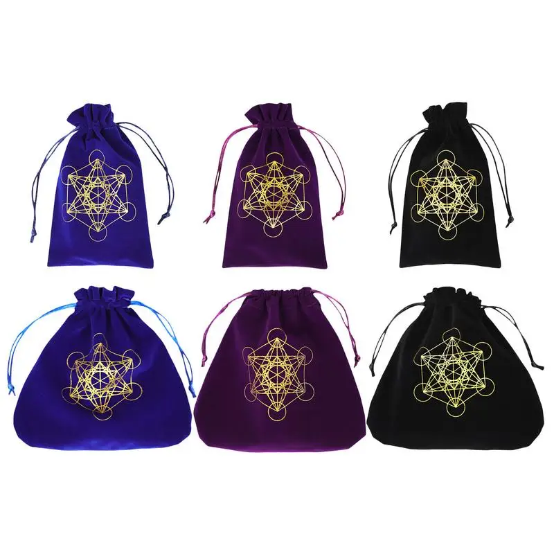 

Hot Sale Tarot Cards Storage Bag Velvet & Drawstring Crystal Dice Jewelry Pouch For Tarot Rune Crystal Dice Travel Gift Bag