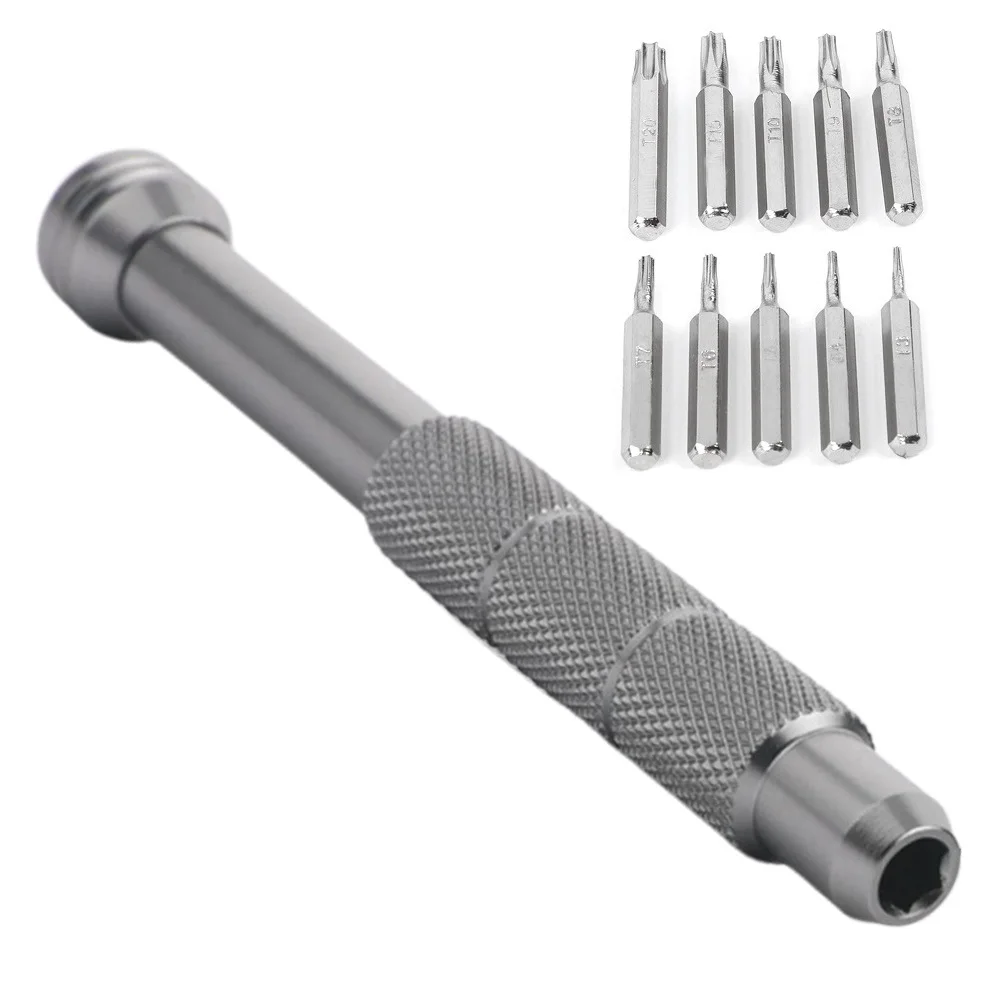 

1set Screwdriver Handle Torx Screwdriver Bits T3-T20 For 4mm Hexagon Bayonet Bit Steel Head Magnetized Base Hand Tools