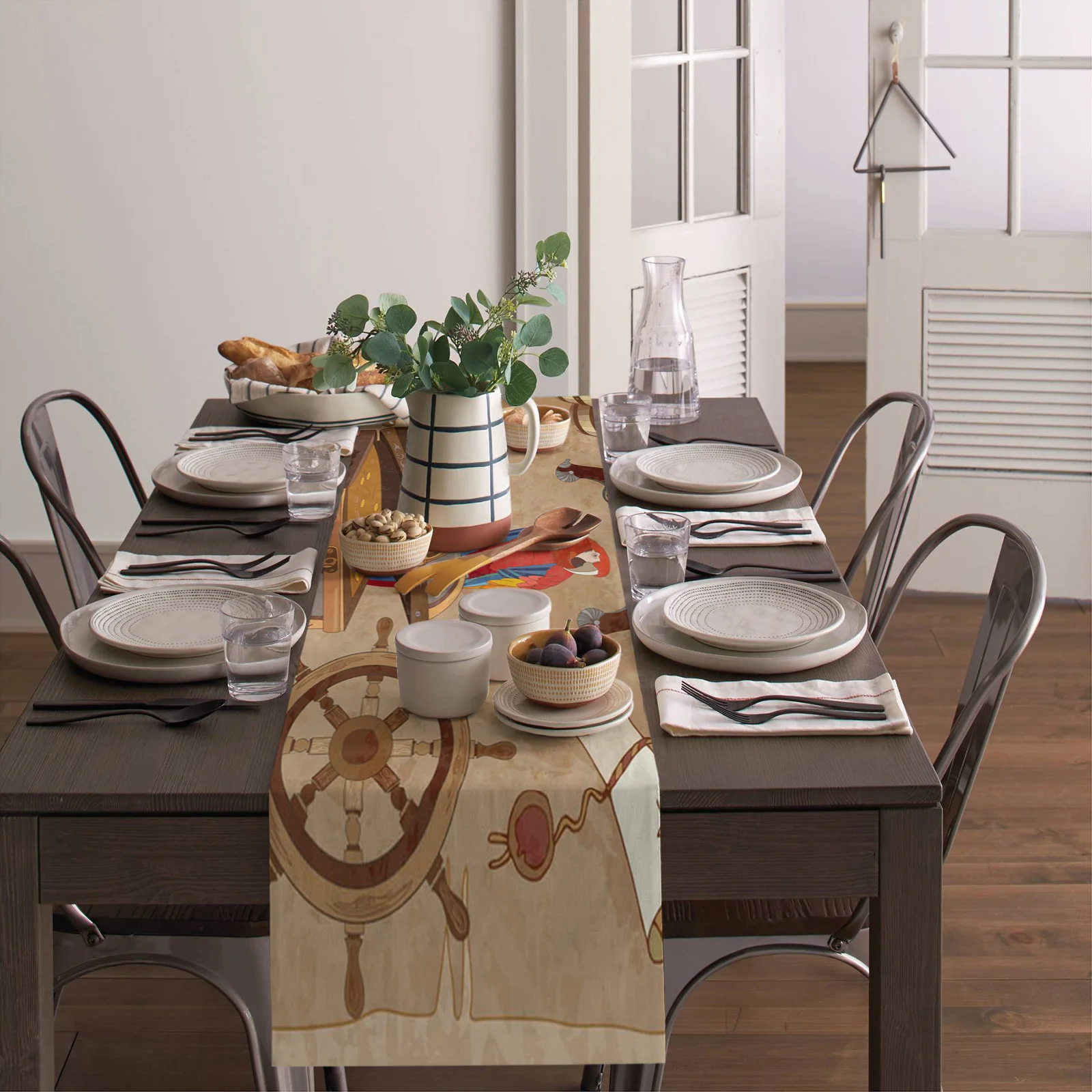 Настольная дорожка с пиратским попугаем и сокровищами флагом Скатерть для