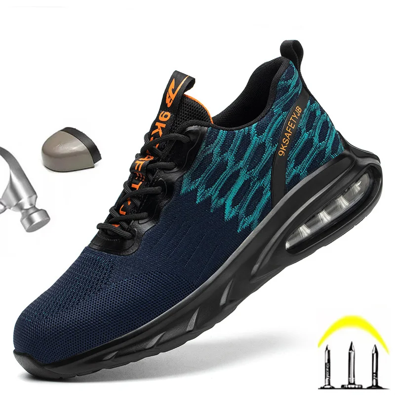 

Air Cushion Men Work Shoes Safety Ankle Boots For Men Breathable Lightweight Working Shoes Male Steel Toe Security Sneakers Nice