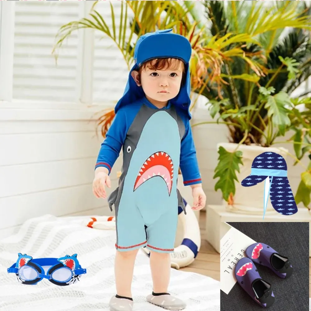 Baby Boy Swimwear One piece Swimsuit Children's Bathing Suit UV Protection Shark Print Swimming for Boys Beach Pool Clothes |