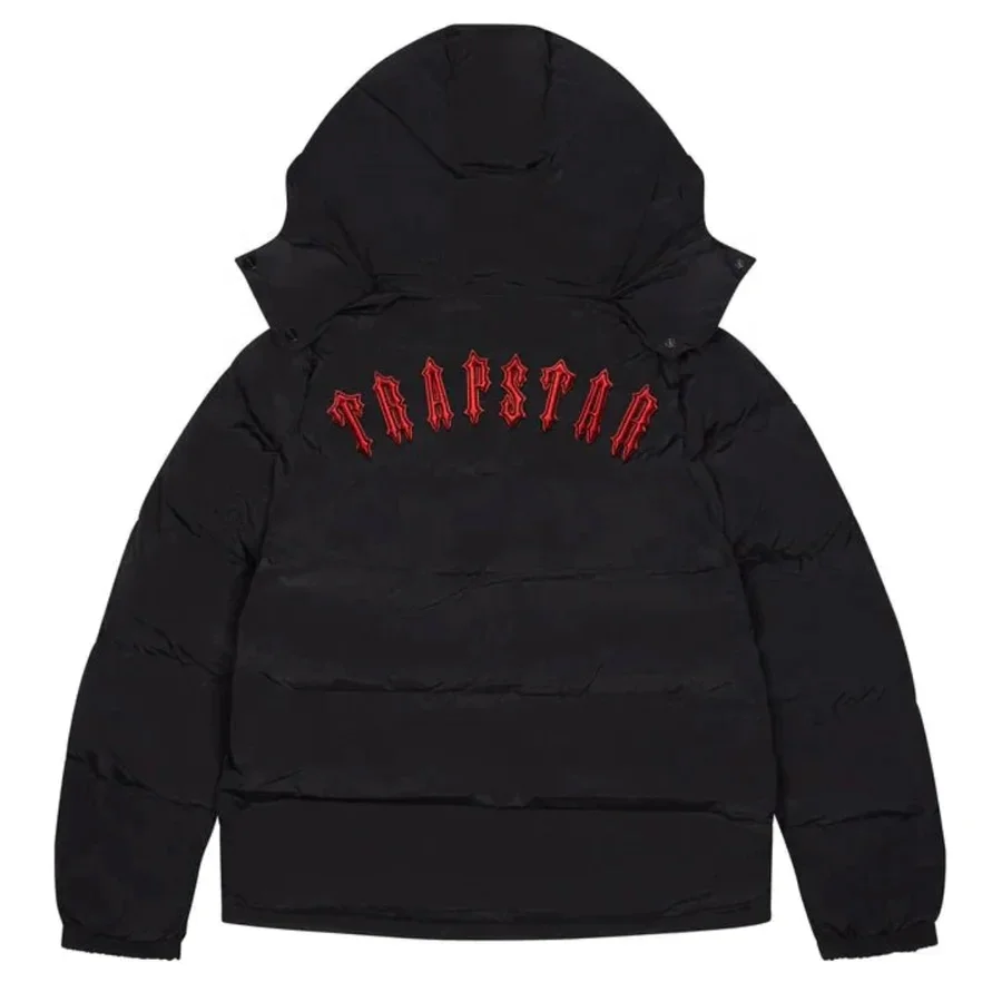 

Men's Winter Warm Trap London Hoodie Star Detachable Hooded Down Jacket Black 1:1 Tops Quality Embroidered Letter Coat