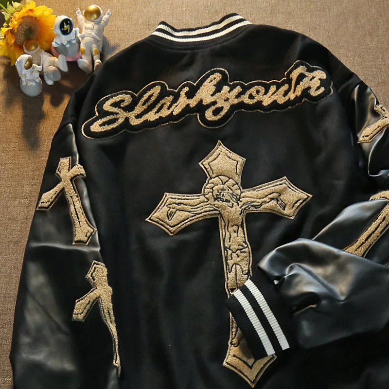 Мужская куртка американская бейсбольная форма с вышивкой крестиком мужская