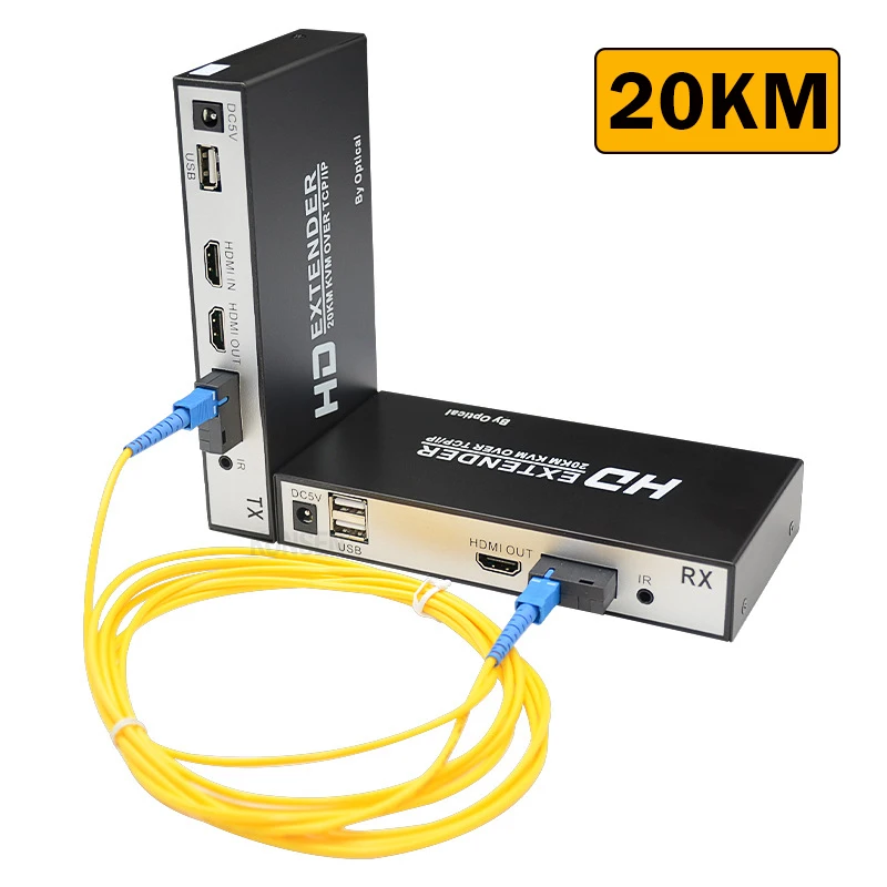 20 км HDMI волоконно-оптический USB KVM удлинитель видео передатчик приемник Loop Over SC