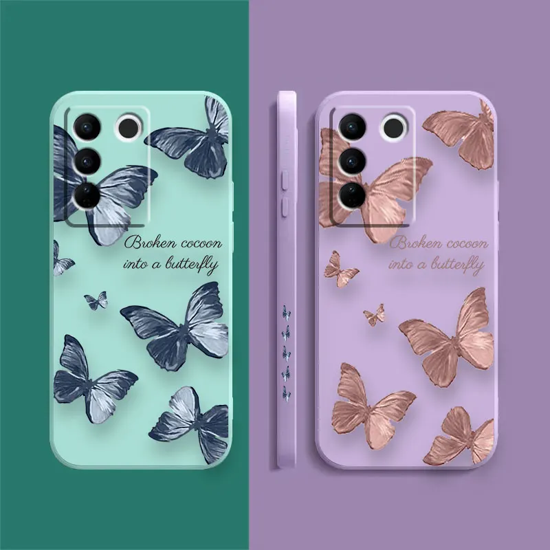 Case For VIVO S5 S6 S7 S9 S9E S10 S12 S15 S16 S16E V19 V20 V21 V23 V25 V27 PRO 5G Case Funda Cqoue Shell Capa Pretty Butterfly