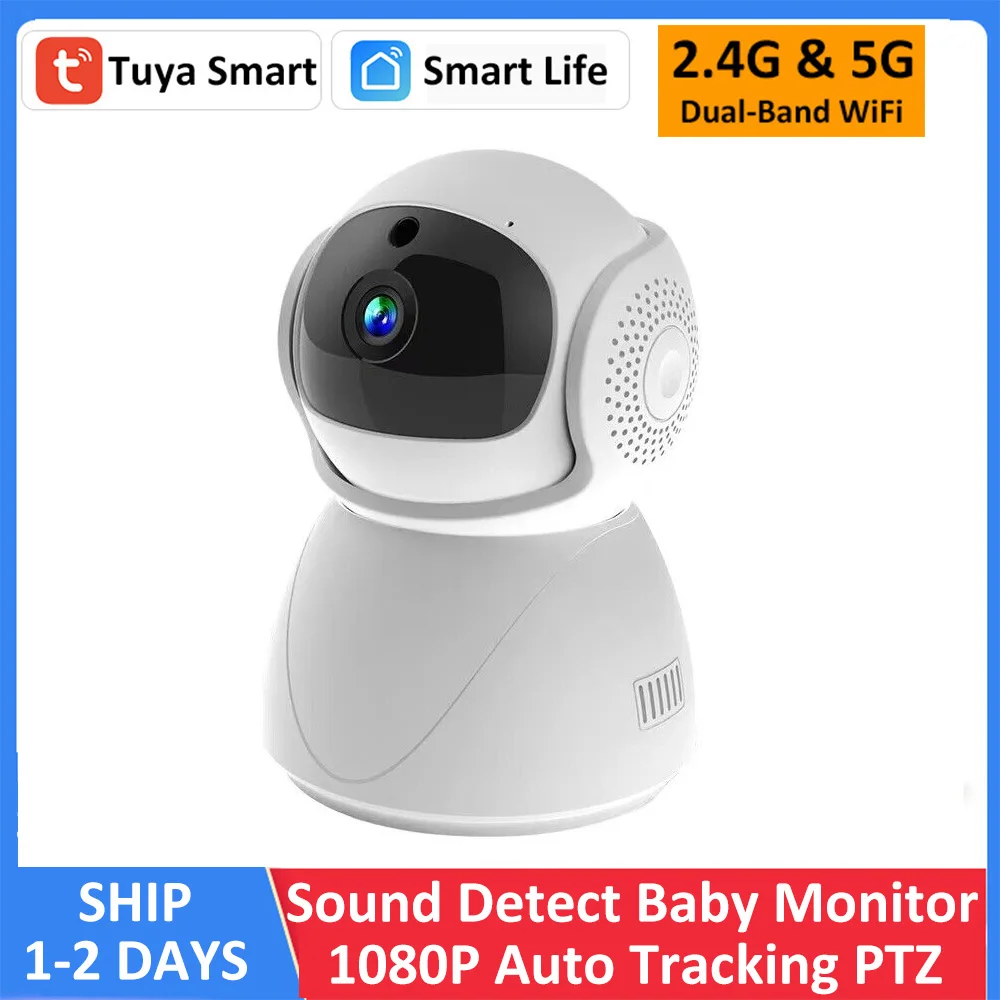 Tuya Smart 1080P 5Ghz Dual Band WiFi Auto Tracking Sound Detection Security CCTV Video Baby Monitor Indoor Wireless IP Camera