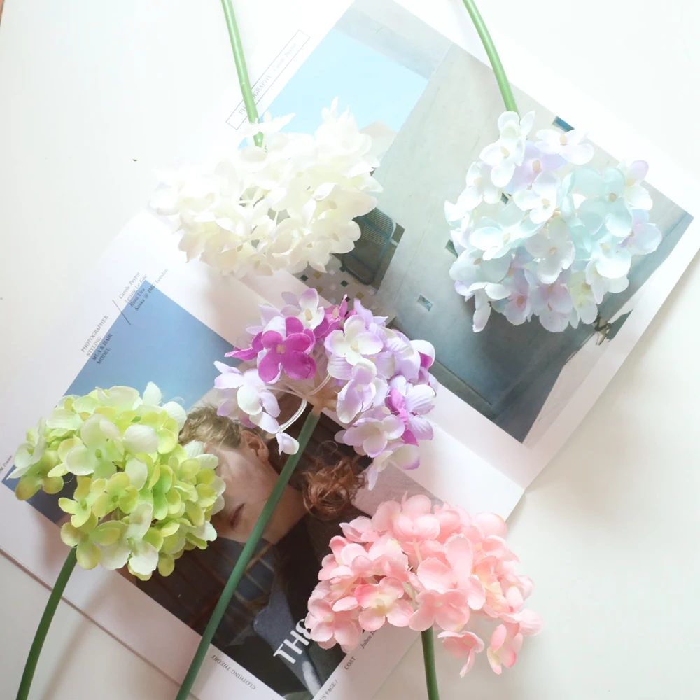 

1pcs 6Colors Artificial Silk Hydrangea Flower Branch For DIY Wedding Party Accessories Fake Home Bouquet Decorations Supplies