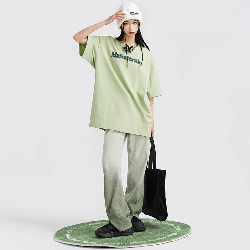 

Women T-Shirt Casual Short Sleeve Loose Tee Shirt Solid Color Letter Basic T Shirt Women O-neck Hipster T-shirt Tops 2022 Summer