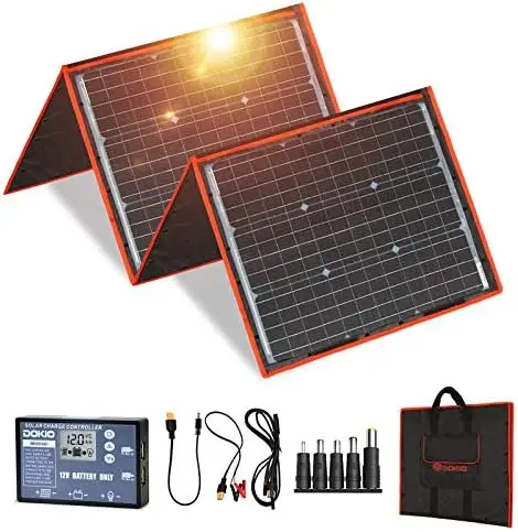 

160W 18V Portable Solar Panel Kit (ONLY 9lb) Folding Solar Charger with 2 USB Outputs for 12v Batteries/Power Station LiFePo4 R