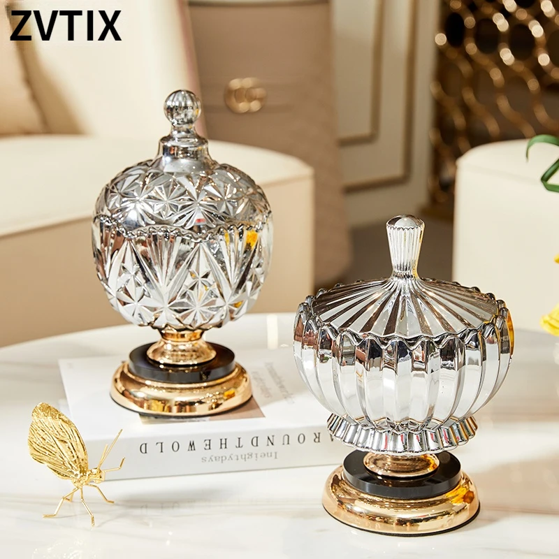 

Galvanizing Crystal Jar Luxury Jar For Glass Storage Nordic Light Decorative Dining Table Accessories Storage Airtight Container