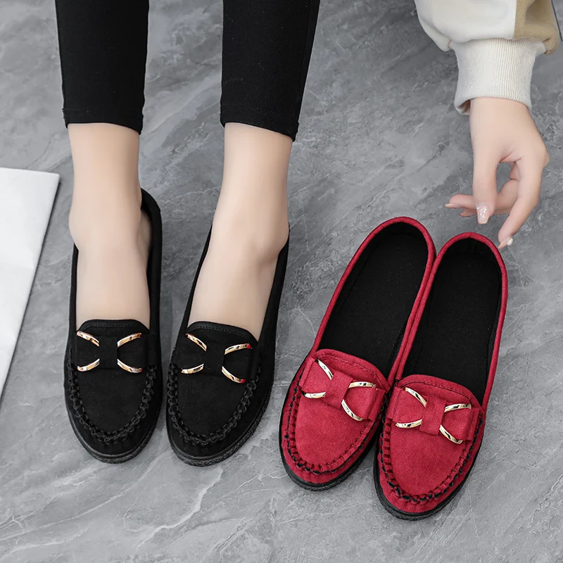 2023 Spring Summer Platform Women Shoes Flats Sneakers Luxury Suede Leather Women Casual Shoes Slip On Flats Heels Moccasins