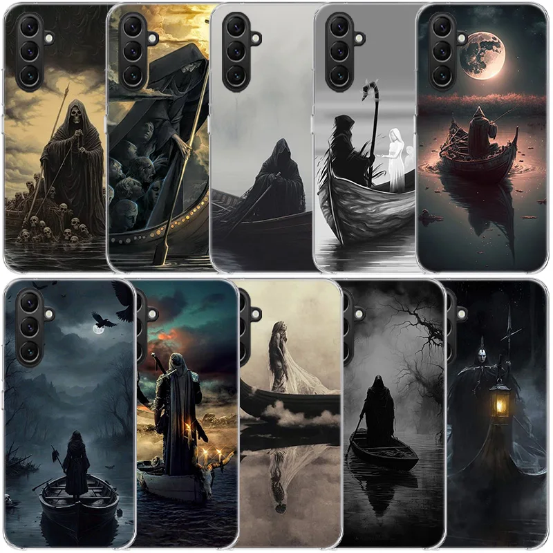 Hell Styx Ferryman Clear Phone For Samsung Galaxy A55 A35 A25 A15 A05S A04S A14 A24 A34 A54 A03S A13 A23 A33 A53 A73 A9 A8 A7 A6