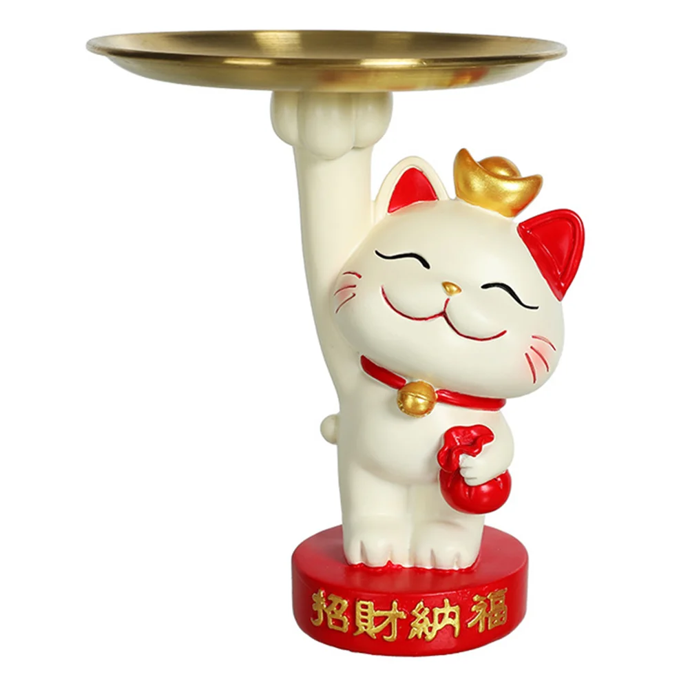 

1pc Fortune Cat Key Storage Holder Jewelry Storage Tray Desktop Decoration