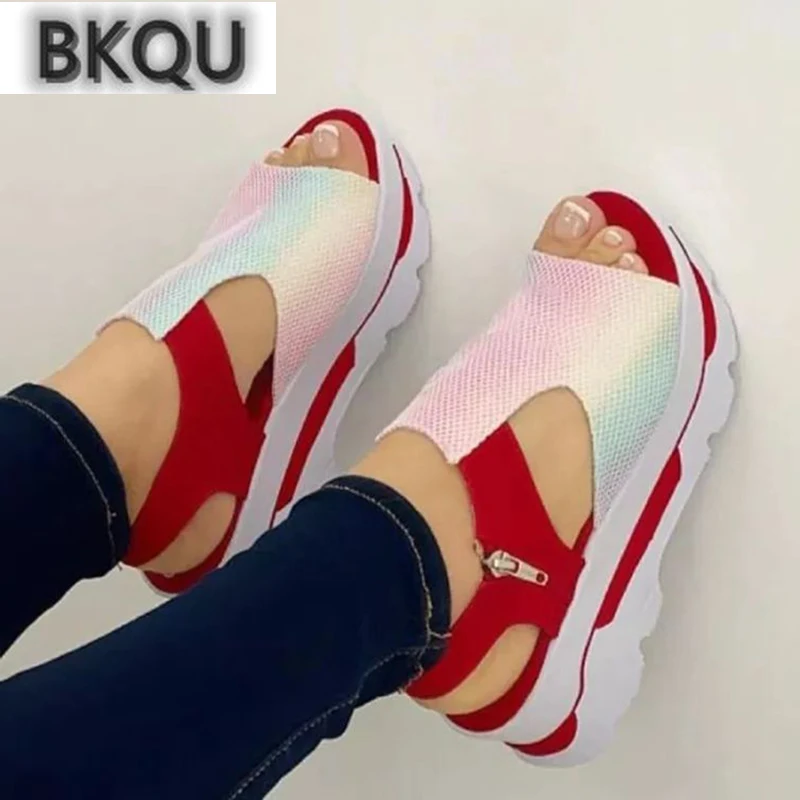 

Women Sandals 2022 Platform Open Toe Summer Shoes Casual Ladies Wedges Height Increasing Beach Shoes Footwear Sandalias Mujer