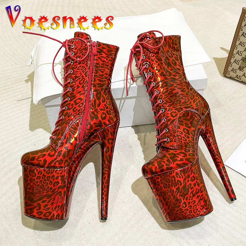 

Women's Boots Fashion Leopard Stiletto Pumps Plus Size Luxury Design Pole Dancing Shoes Waterproof Platform Nightclub Stripper