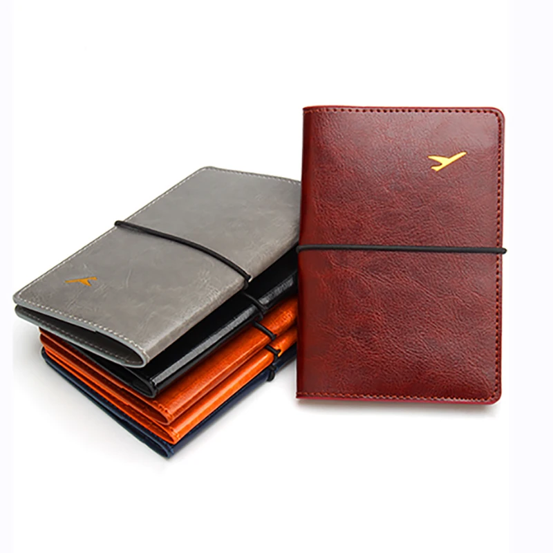 

New Leather Passport Cover Men Ultra Thin Travel Passport Wallet Women Elastic Band Anti-loss Credit Card Passport Holder Case