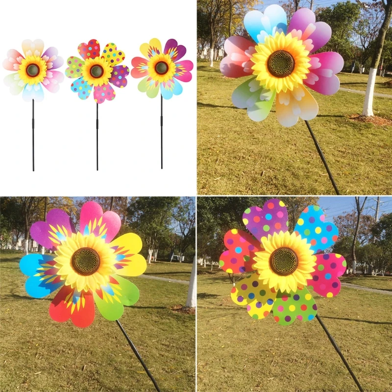 

Windmill Kid Toys Sunflower Decoration Garden Ornaments Colorful Outdoor Spinner