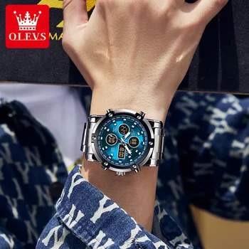 OLEVS Men’s Watches Original Multifunctional Wlectronic Watch for Man Waterproof Luminous Alarm Clock Fashion Dress