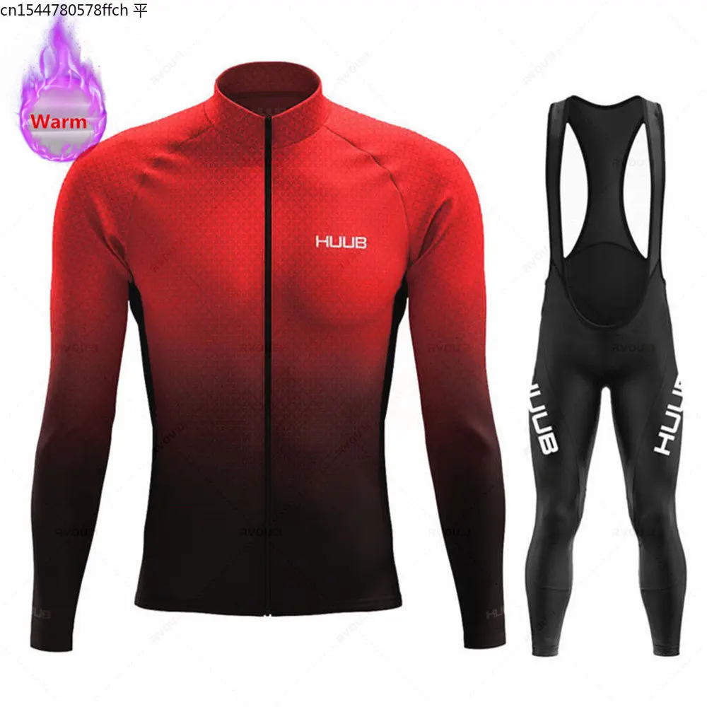 

2023 Huub Team Winter Thermal Fleece Cycling Jersey Set Racing Bike Suit Mountian Bicycle Clothing Ropa Maillot Ciclismo Hombre