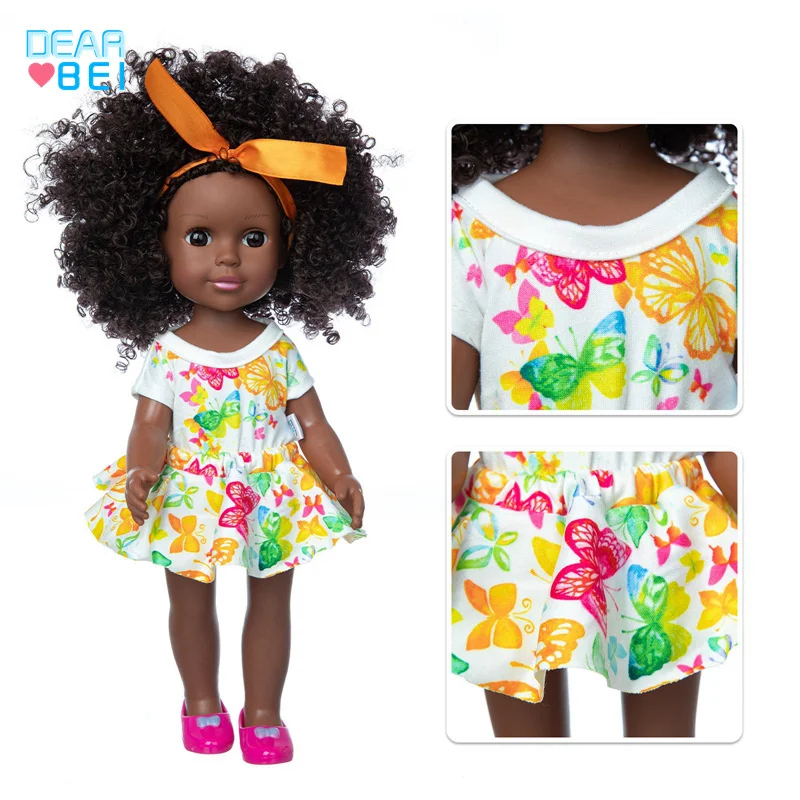 

Виниловая кукла-реборн 14 дюймов, имитация черной кожи, можно менять одежду, игрушки для девочек, игровой домик, подарки для раннего развития,...