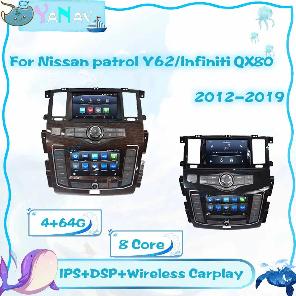 

Newest Dual Screen Car Radio For Nissan Patrol Y62 2012-2019 For Infiniti QX80 GPS navigation Tape Recorder Multimedia Player