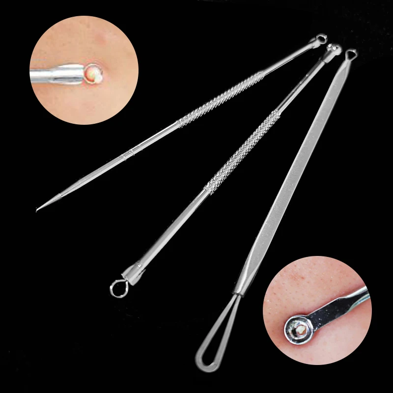 

2/3/4/5pcs Blackhead Pimple Acne Remover Tool Spoon for Face Cleaning Skin Care Acne Tweezers Comedone Blemish Extractor Needle