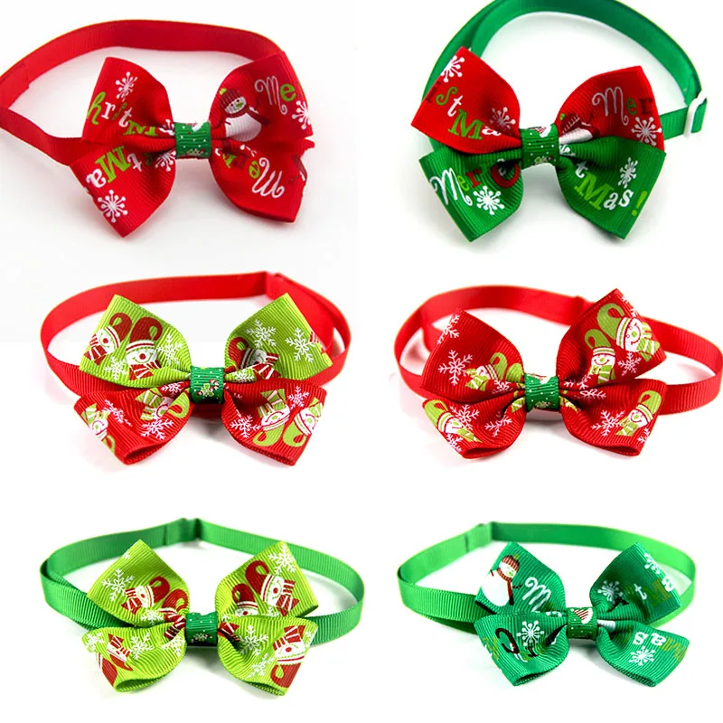 

50pcs Christmas Pet Accessories Dog Cat Bow Ties Adjustable Pet Party Holiday Grooming Products