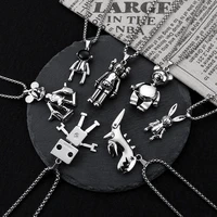 long hip hop necklace mens titanium steel street sweater chain womens net red tide jumping will move pendant ins jewelry