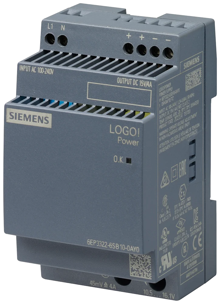 

siemens 6EP3332-6SB00-0AY0 LOGO!POWER 24 V / 2.5 A Stabilized power supply input: 100-240 V AC output: 24 V DC/ 2.5 A