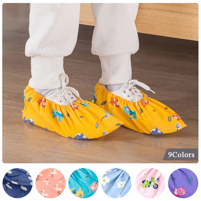 

1 Pair Dust Proof Shoe Covers Non-waterproof Reusable Home Indoor Student Reusable Shoe Covers Colorful Dust Proof Feet Covers