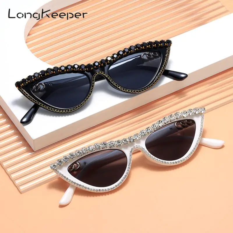 

Fashion Personality Diamond Frame Luxury Cat Eye Triangle Sunglasses Women 2022 Vintage Uv400 Sun Glasses for Women Longkeeper