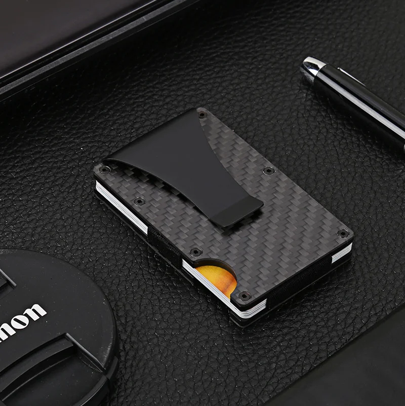 

Rfid Blocking ID Credit Card Holder Men Wallet Carbon Fiber Minimalist Card Case Slim Metal Cardholder Anti-Theft Money Clip