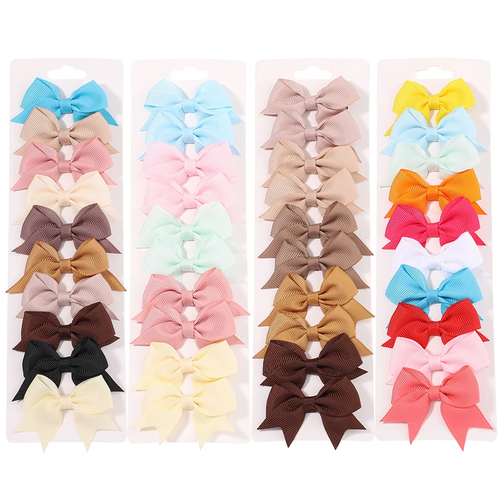 10Pcs/Set New Solid Ribbon Bowknot Hair Clips For Baby Girls Handmade Cute Bows Hairpin Barrettes Headwear Kids Hair Accessories images - 6