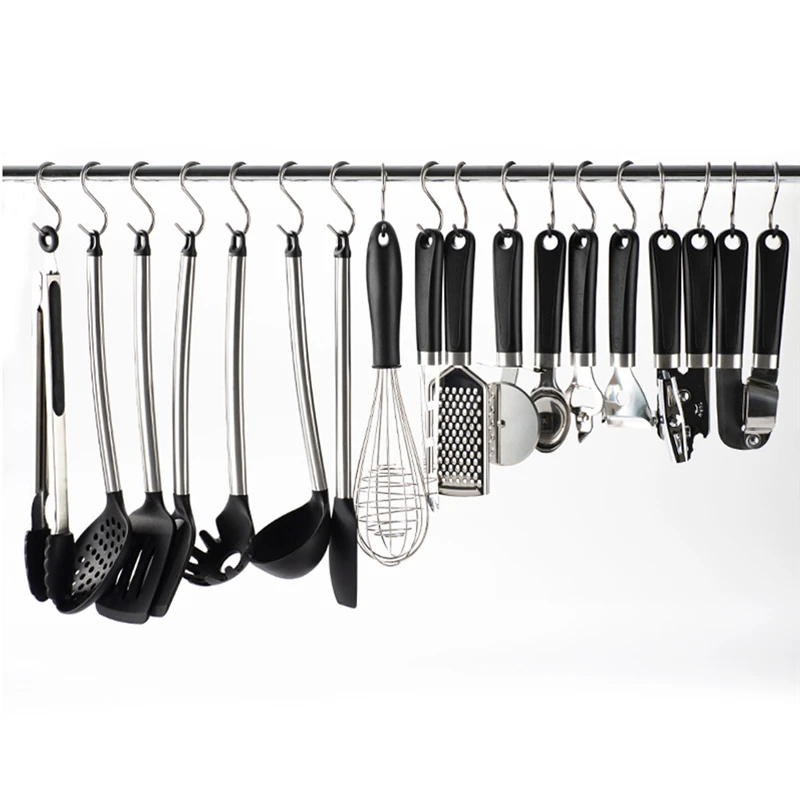 10pcs Stainless Steel S-Shape Hook Kitchen Bedroom Multi-function Railing S Hanger Clasp Holder Hooks Hanging Storage Tools - купить по