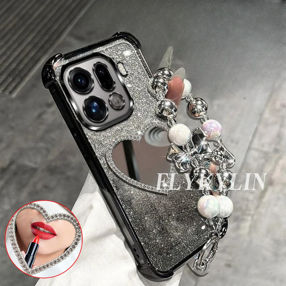 Фото Для Samsung S26 S25 S24 S23 S22 S21 Plus Ultra Edge S20: Защитный чехол с зеркалом, браслетом и блестками, противоударный №4