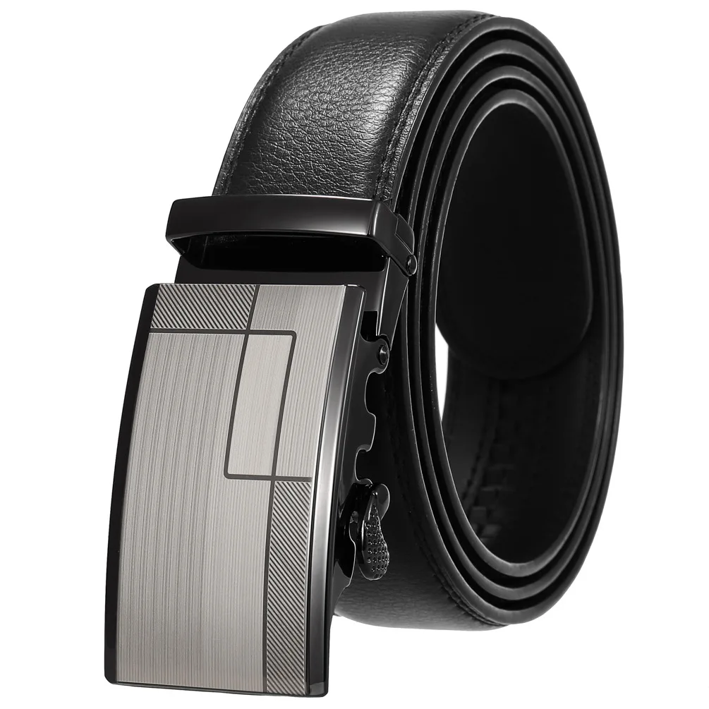 Men's Fashion Genuine Leather Belt Cow Leather Belts Men's Fashion Automatic Buckle Black Leather Belts For Men 3.5cm