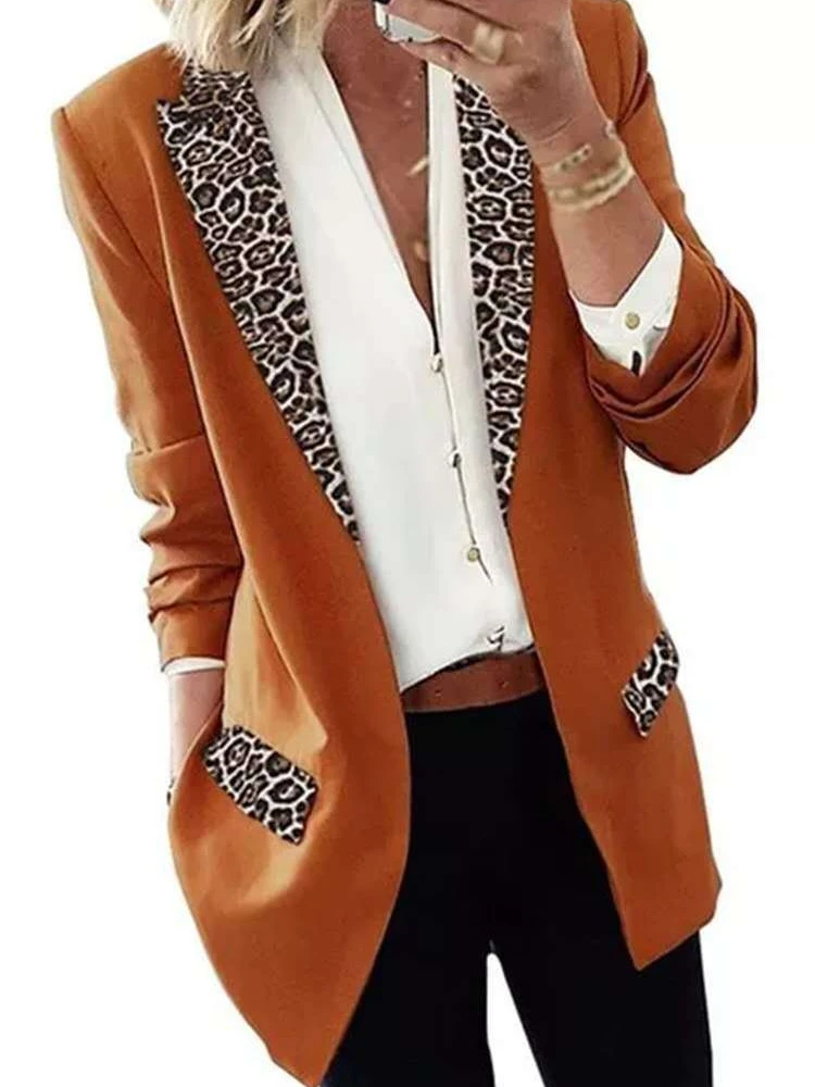 

New Spring Women's Long Sleeve Leopard-print Small Suit Coat Women's Banquet Dress Woman Jacket Oversized Blazer Women