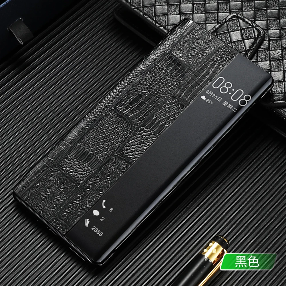 

Умный чехол из натуральной кожи для Huawei p50 40 Pro, чехол с откидной крышкой для пробуждения, тонкий чехол для телефона Huawei P30 40pro plus, чехол для тел...