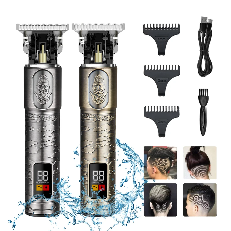 2022 New retro oil hair clipper Professional Electric Trimmer For Man 0mm Baldheaded Barber Hair Cutting Machine Cordless Shaver enlarge
