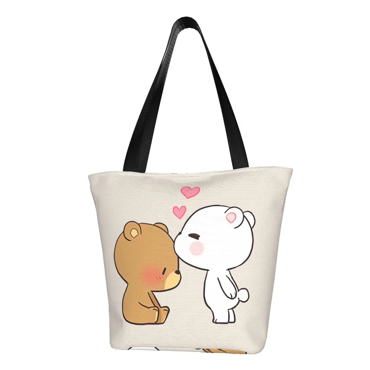 Milk And Mocha Lover Polyester outdoor girl handbag, woman shopping bag, shoulder bag, canvas bag, gift bag