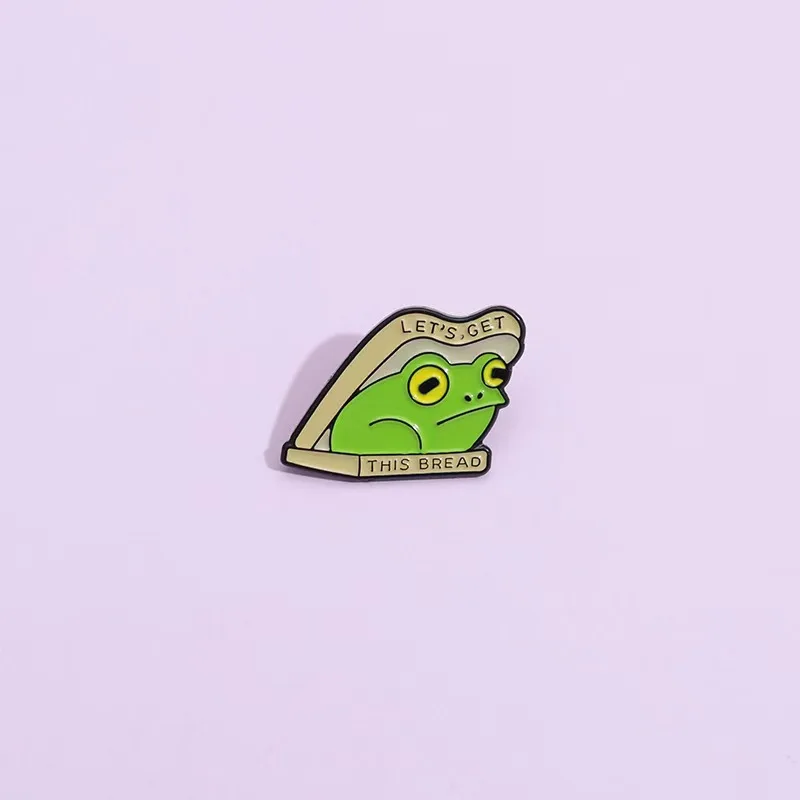 

Let's Get This Breadi Enamel Pin Sandwich Frog Brooches Lapel Badges Funny Quotative Jewelry Gift For Kids Woman Free Shipping