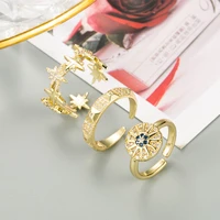 fashion gold color metal star open ring punk vintage geometric adjustable ring for women party jewelry gift