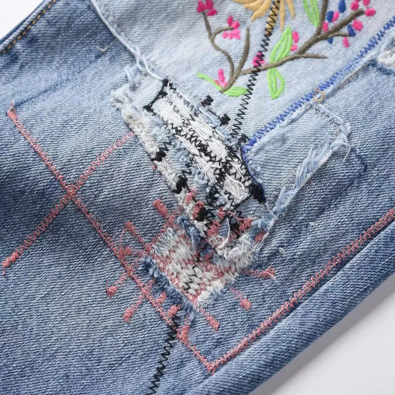 Hip Hop High Street Jeans Patchwork Smiley Patch Cowboy Trousers Men Women Casual Vintage Make Old Personality Jeans