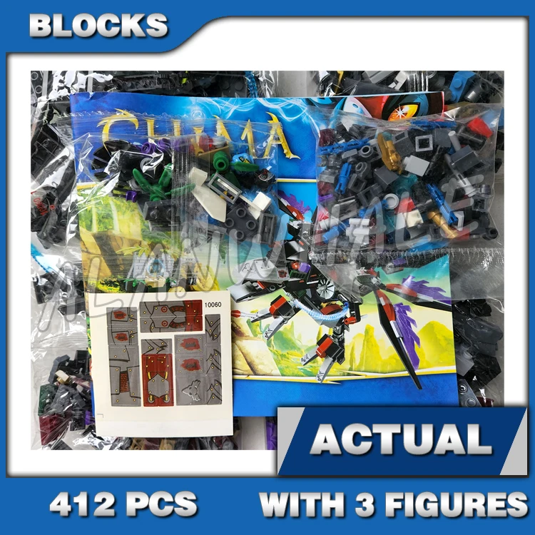 

412pcs Chima Razar's CHI Raider Temple Eagle Tribe’s Defenses Poseable Wings 10060 Building Block Sets Compatible With Model